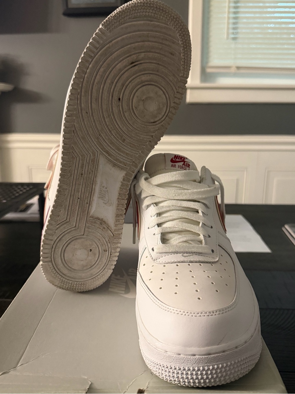 Nike White Sneakers with Red Swoosh Accent - Picture 5 of 7